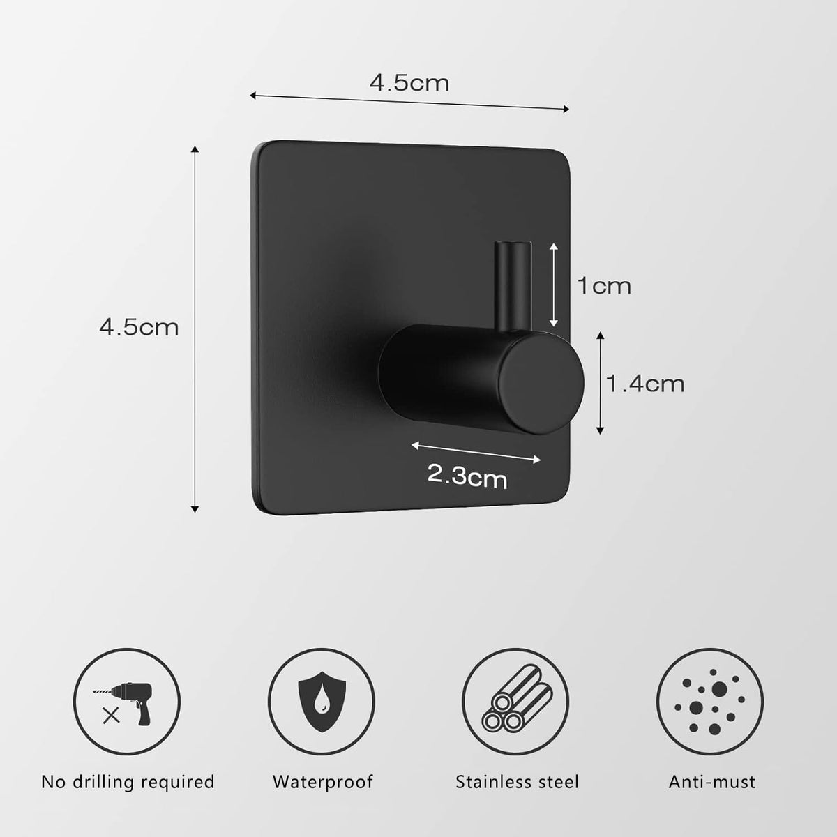 Aikzik 4 Pack of Self Adhesive Hooks, Max 8kg Load Sticky Hooks, Tea Towel Hooks, Versatile Self-Adhesive Wall Hooks for Use in Bathrooms, Kitchens, Doors, Cupboards, Bed Curtains, Towels, Key