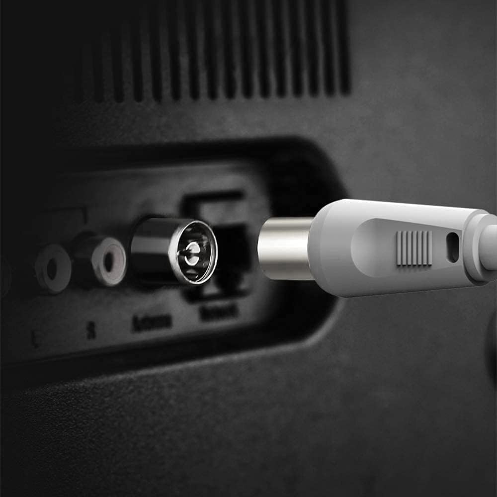 3C2V TV Coaxial Cable 8M - Nickel Plated RF Coax Extension Lead for Freesat, Aerial Socket, Freeview, Sat,DVD,VCR,SKY, Smart U-HD TV, Virgin, BT, Antenna Box, Y Splitter, Signal Booster 8.0 Meter