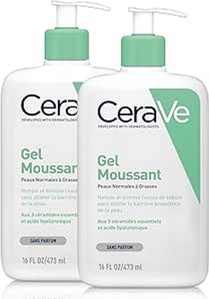 CeraVe Foaming Cleanser for Normal to Oily Skin with Niacinamide & 3 Essential Ceramides, Developed with Dermatologists, Gently Cleanses & Removes Excess Oil, Fragrance-Free