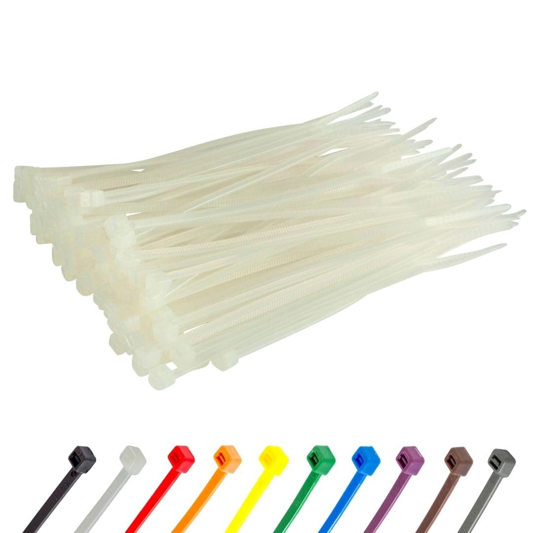 Gocableties Small Silver Cable Ties, 100mm x 2.5mm, Pack of 100, 4” Premium Nylon Zip Ties, Plastic Tie Wraps, Secure Self-Locking Mechanism, for Home, Garden, Office and DIY