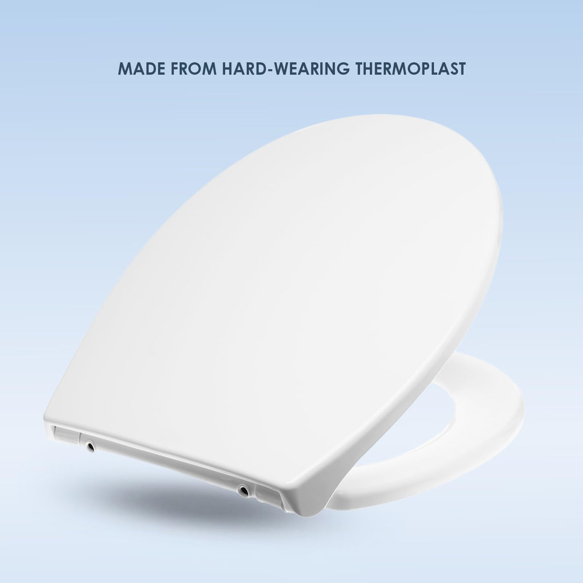 AQUALONA® Premium Thermoplastic Toilet Seat Soft Close Hardwearing Seat with Two Button Hinge Release D Shaped Easy to Clean Simple Installation Top and Bottom Fittings (White - D Shape)