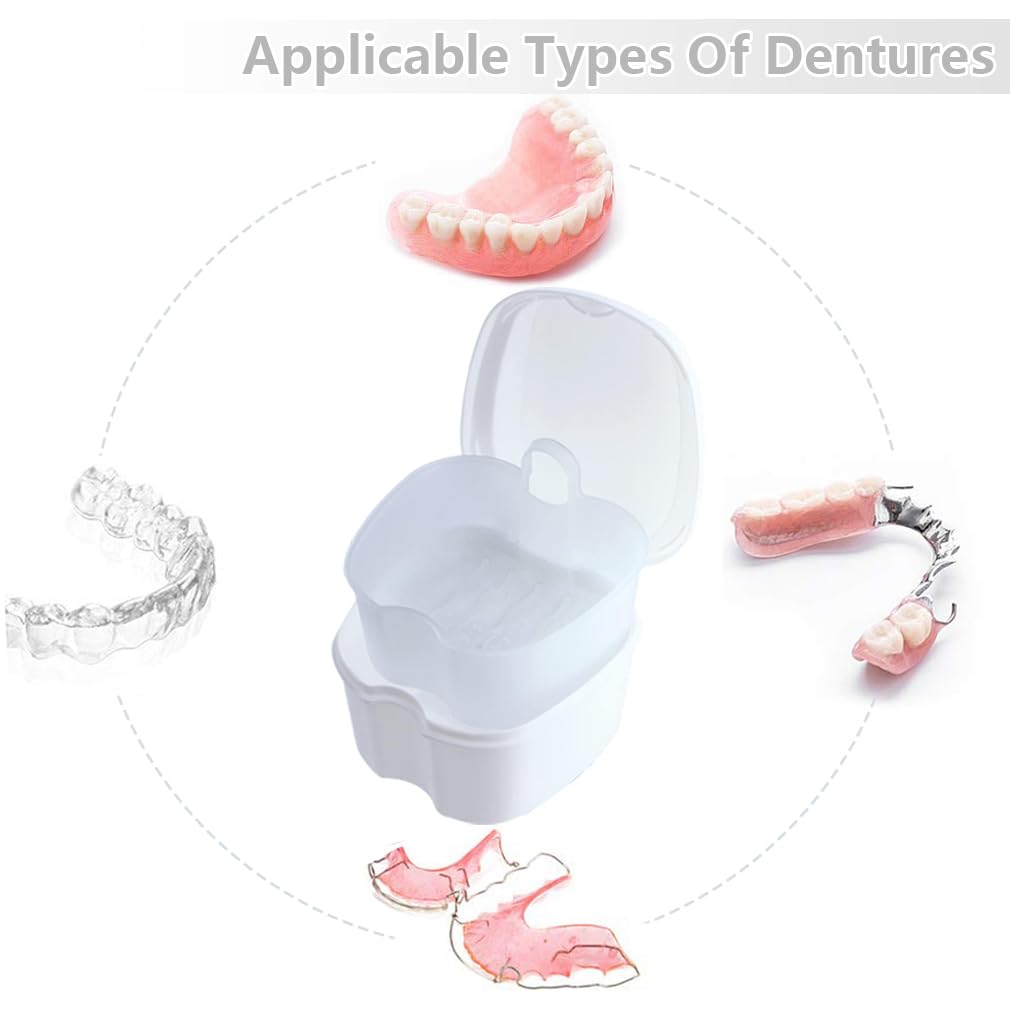 chenqi Retainer Cup Holder Mouthguard Cleaning Case with Strainer Basket, Denture Bath Box Storage Cup Holder for Travel Cleaning