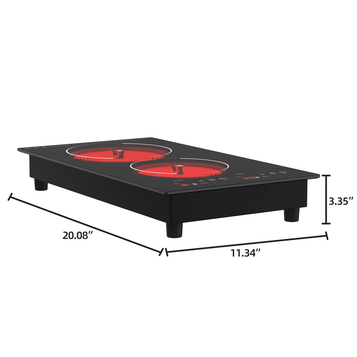 VBGK Double Induction Hob,220V 3600W 2 Ring Induction Hob with Knob Control,9 Power Levels, Kids Lock & Timer,LED Touch Control,Overheat Protection