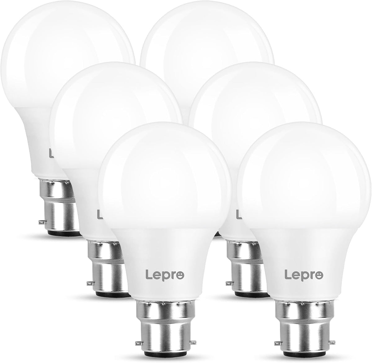 Lepro B22 Bayonet Light Bulb, 8.5W = 60W, 806lm Warm White 2700K, 6 Pack