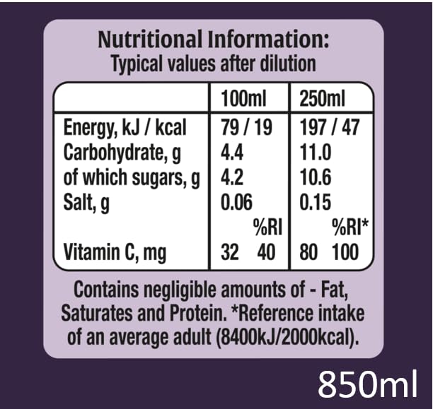 Ribena Blackcurrant Squash 1.5L – Real British Blackcurrants | Rich in Vitamin C | No Artificial Colours or Flavours | 100% Recycled Plastic Bottle