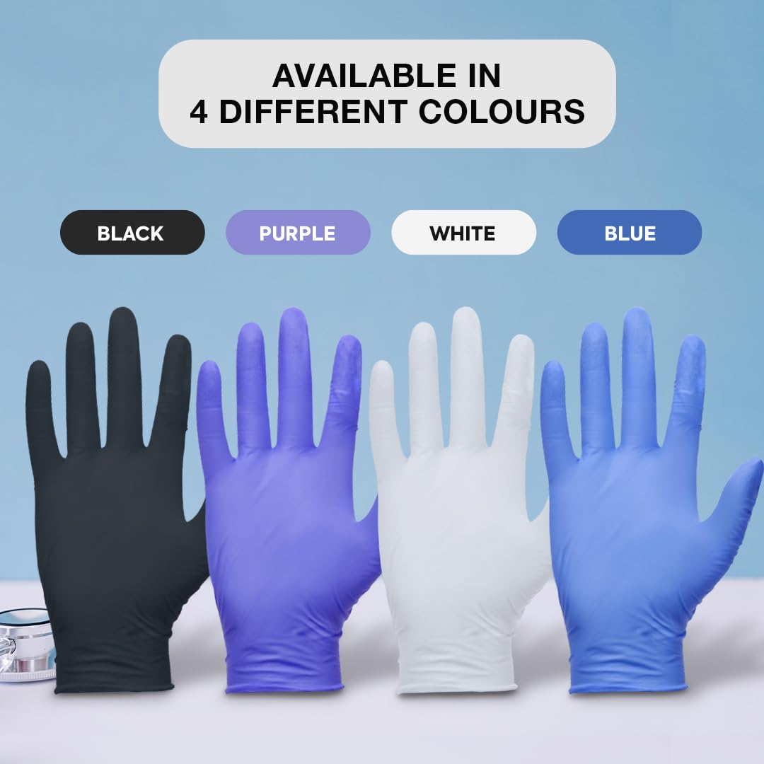 Powder Free Nitrile Gloves - Medical-Grade, Latex-Free, Food Safe (Box of 100)