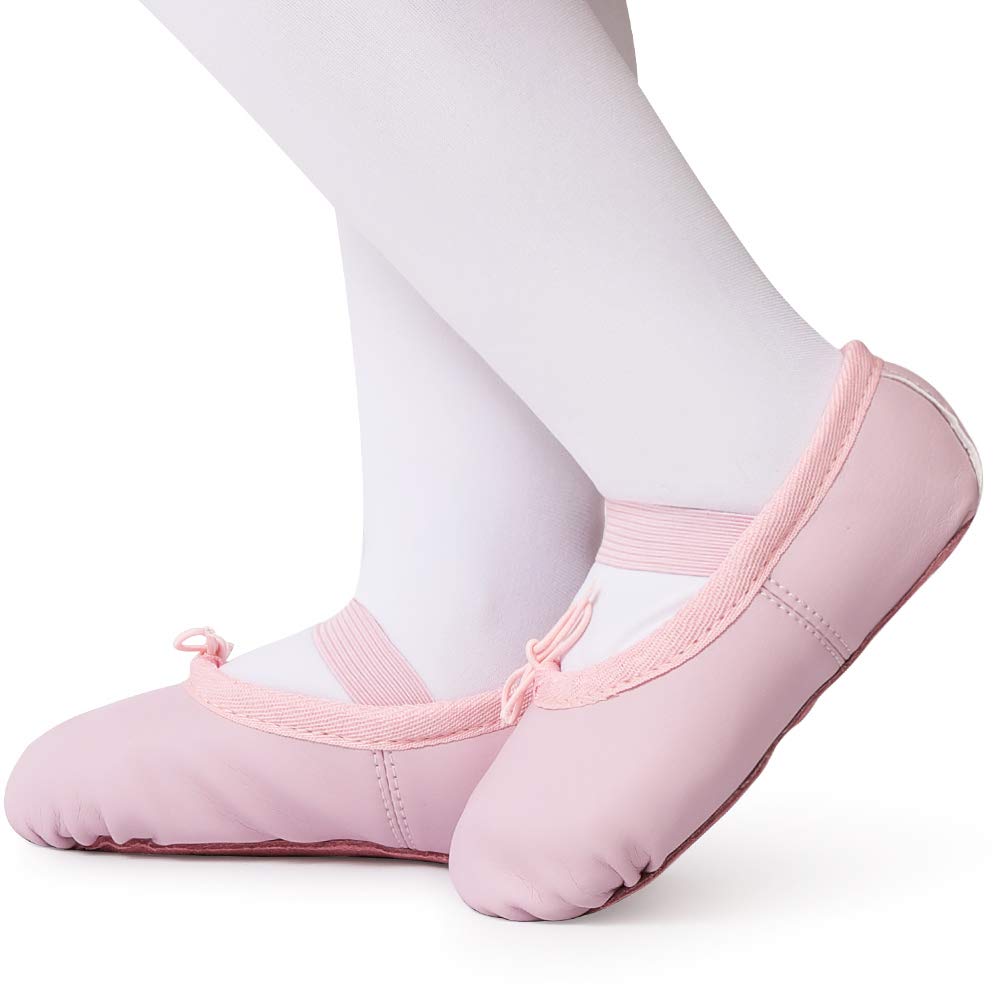 Bezioner Ballet Shoes Leather Ballet Flats Full Sole Dance Slippers for Girls Toddlers Women