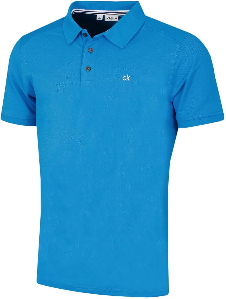 Calvin Klein Mens 2026 Campus 3 Button Ribbed Collar Golf Polo Shirt