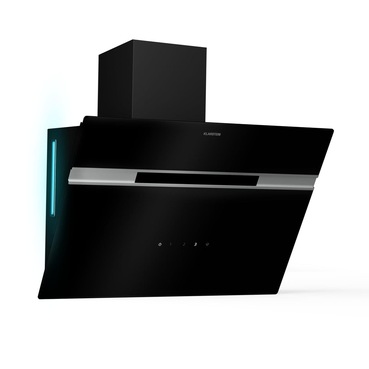 Klarstein Alina 90 Angled Cooker Hood - 615m³/h Air Flow, Touch Panel, LED Backlighting, Quiet 63dB, Energy Class A, 90cm Extractor Hood, Black