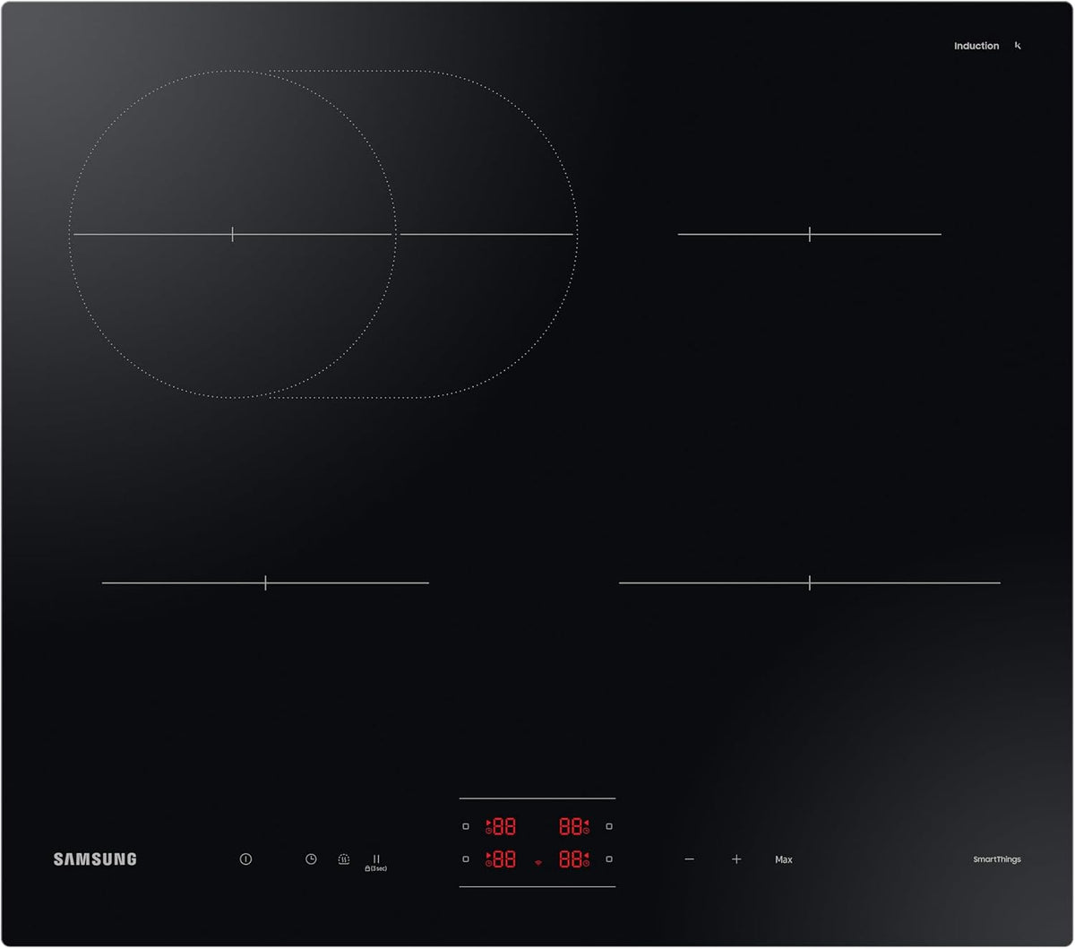 Samsung Ceramic Hob with 4 Cooking Zones, With Touch Control, Colour: Black, Material: Glass, C61R2AEE