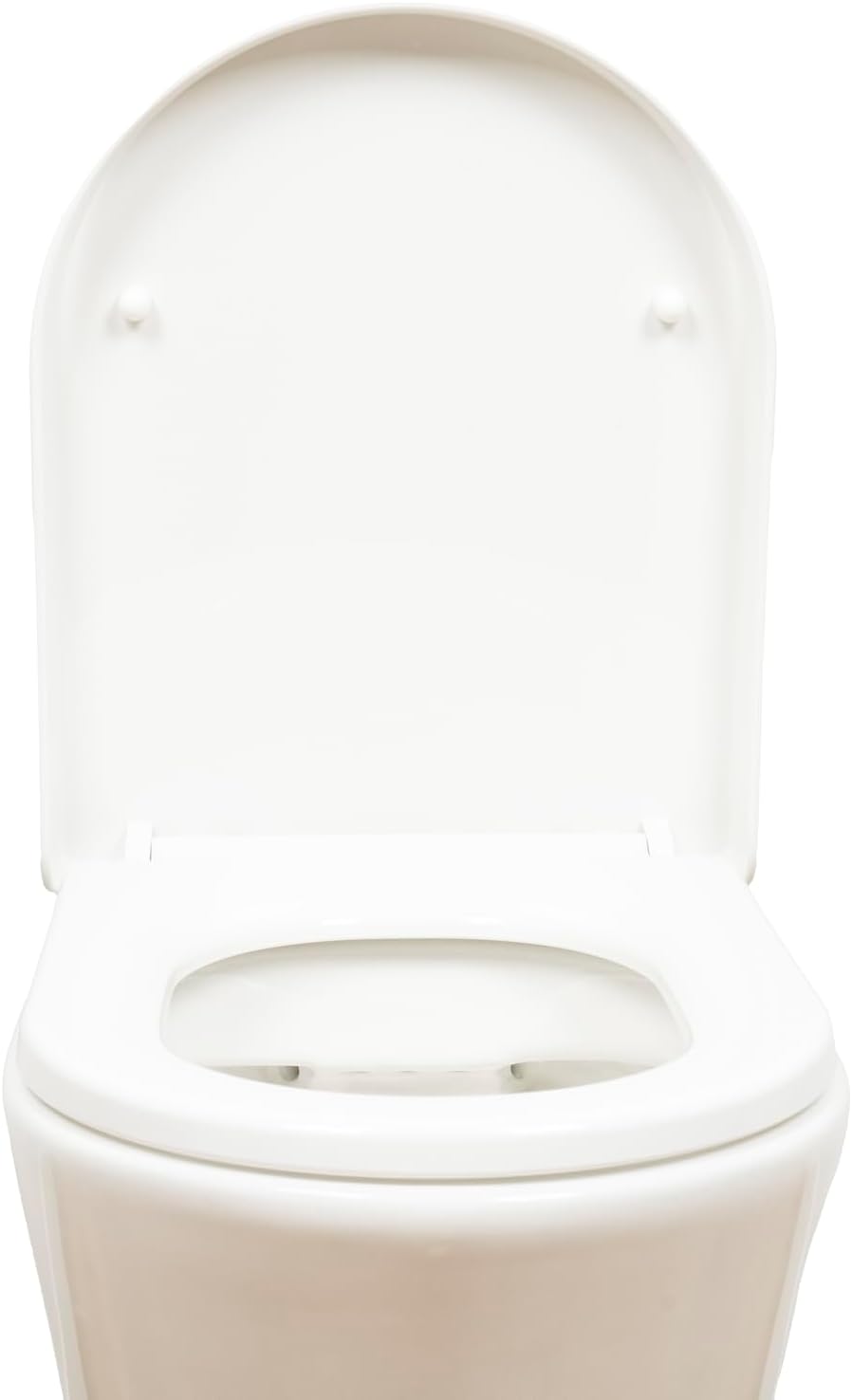 AQUALONA® Premium Thermoplastic Toilet Seat Soft Close Hardwearing Seat with Two Button Hinge Release D Shaped Easy to Clean Simple Installation Top and Bottom Fittings (White - D Shape)