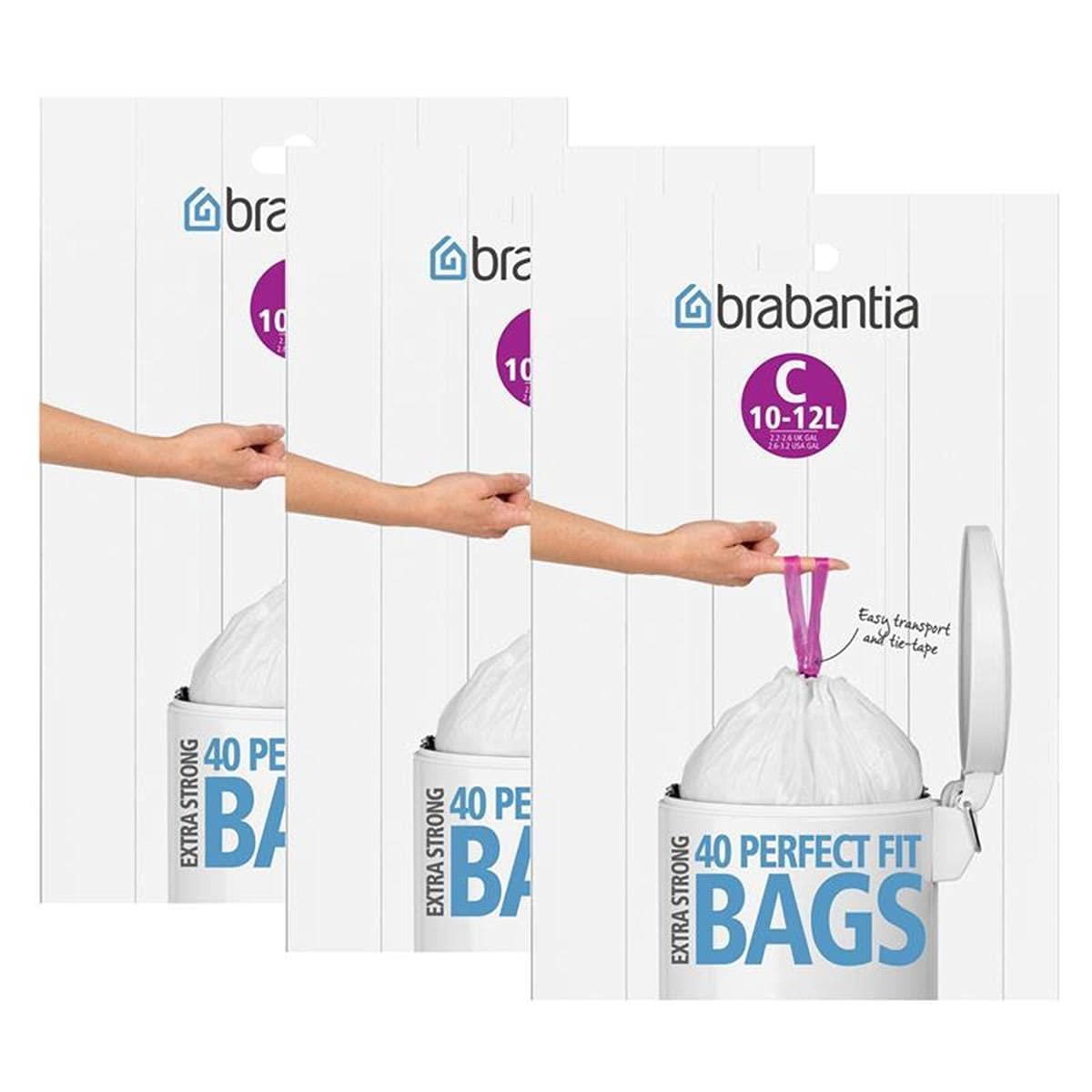 Brabantia Heavy Duty Perfect Fit Bin Liners (5 Packs of 20) 10-12 Litre