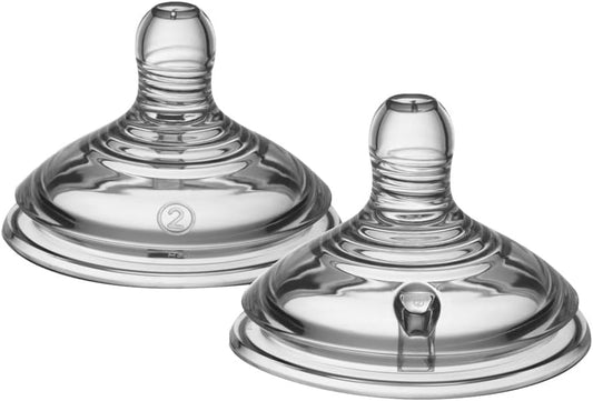 Tommee Tippee Natural Start Medium Flow Baby Teats — Breast-Like Shape, Anti-Colic Valve, BPA-Free | 3m+ | Pack of 2