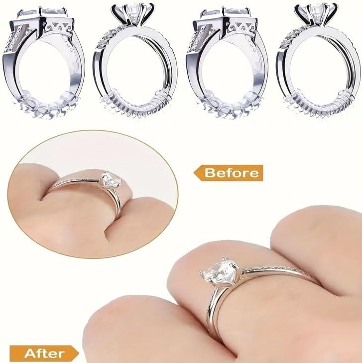 12 pack Ring Adjuster for Loose Rings Ring Snuggies, Clips Invisible Ring Size Adjuster Silicone Guards,Spacer,Holder Rings Tightener for Women and Men Ring Resizer Transparent Ring Sizer Uk
