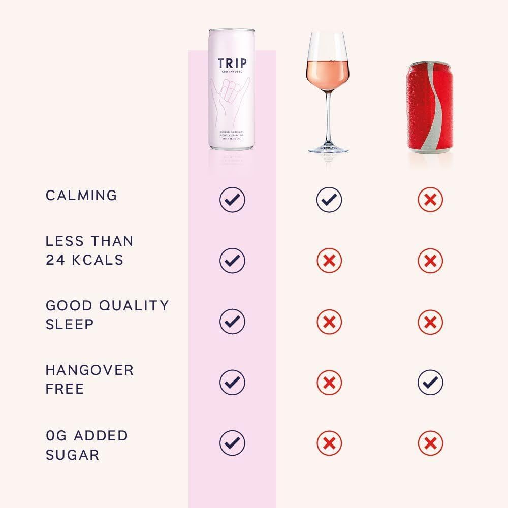 TRIP Sparkling Drink, Low Calorie, Vegan, Peach Ginger, 12 pack