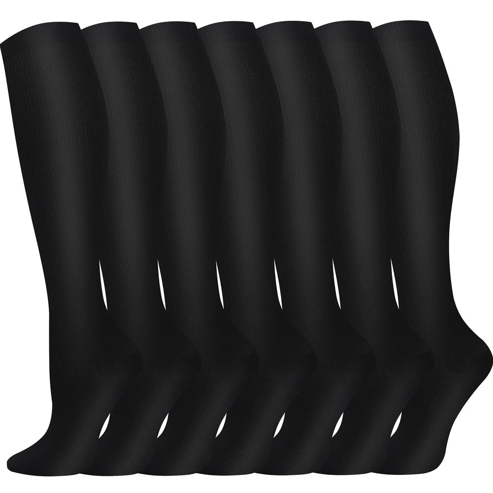 Compression Socks, (2/4/6/7 Pairs) for Men & Women 15-20 mmHg is Best for Athletics, Running, Flight Travel, Support