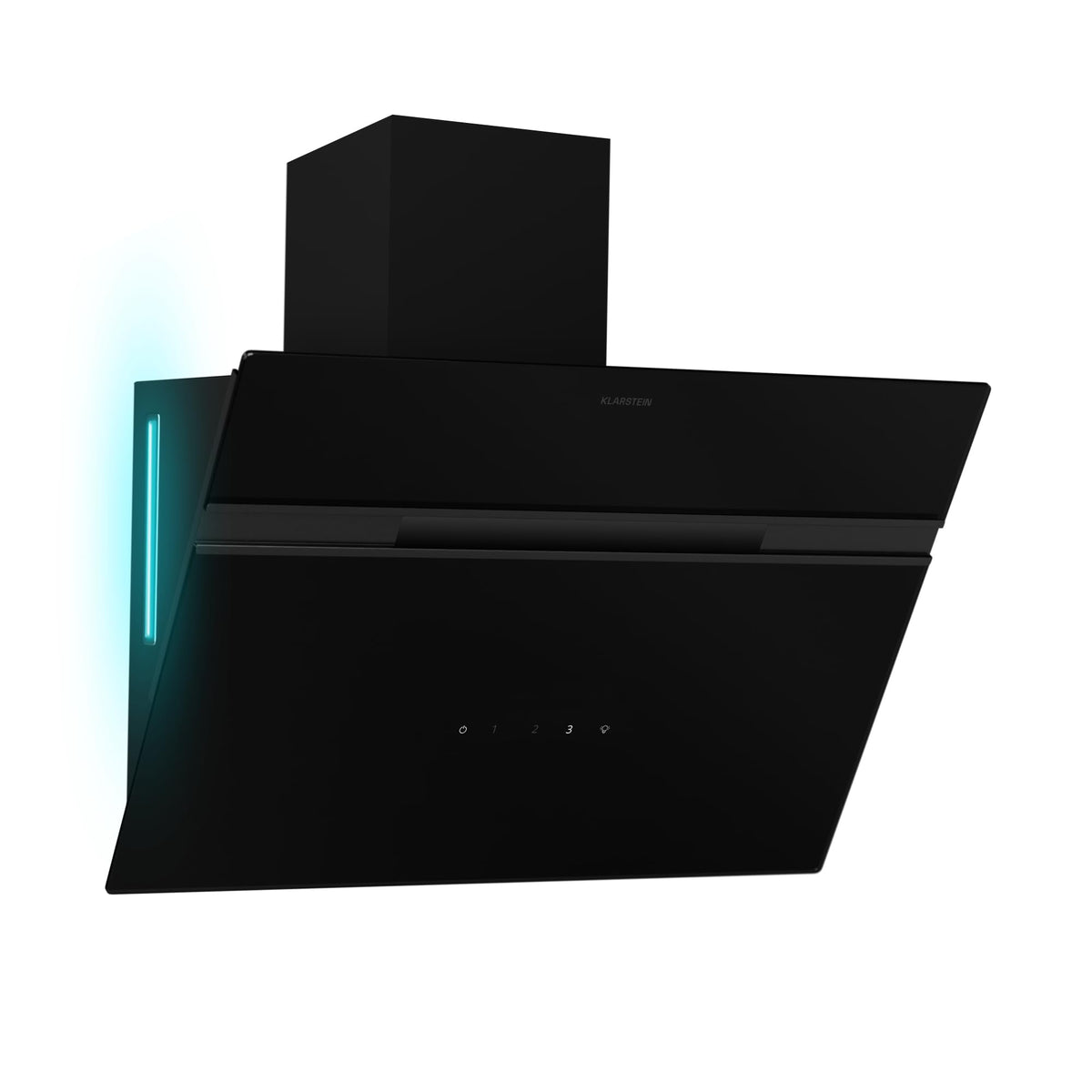 Klarstein Alina 90 Angled Cooker Hood - 615m³/h Air Flow, Touch Panel, LED Backlighting, Quiet 63dB, Energy Class A, 90cm Extractor Hood, Black