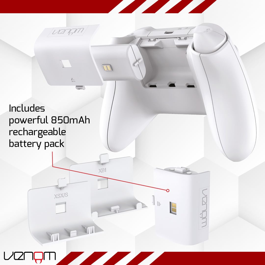 Venom Replacement Battery Packs for Xbox Charging Dock - White (Xbox Series X & S/Xbox One)