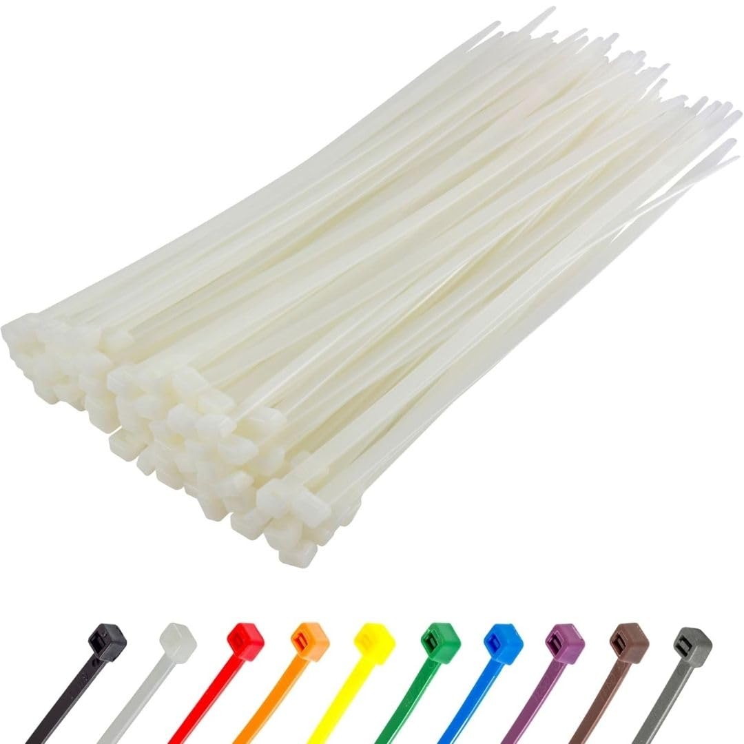 Gocableties Small Silver Cable Ties, 100mm x 2.5mm, Pack of 100, 4” Premium Nylon Zip Ties, Plastic Tie Wraps, Secure Self-Locking Mechanism, for Home, Garden, Office and DIY