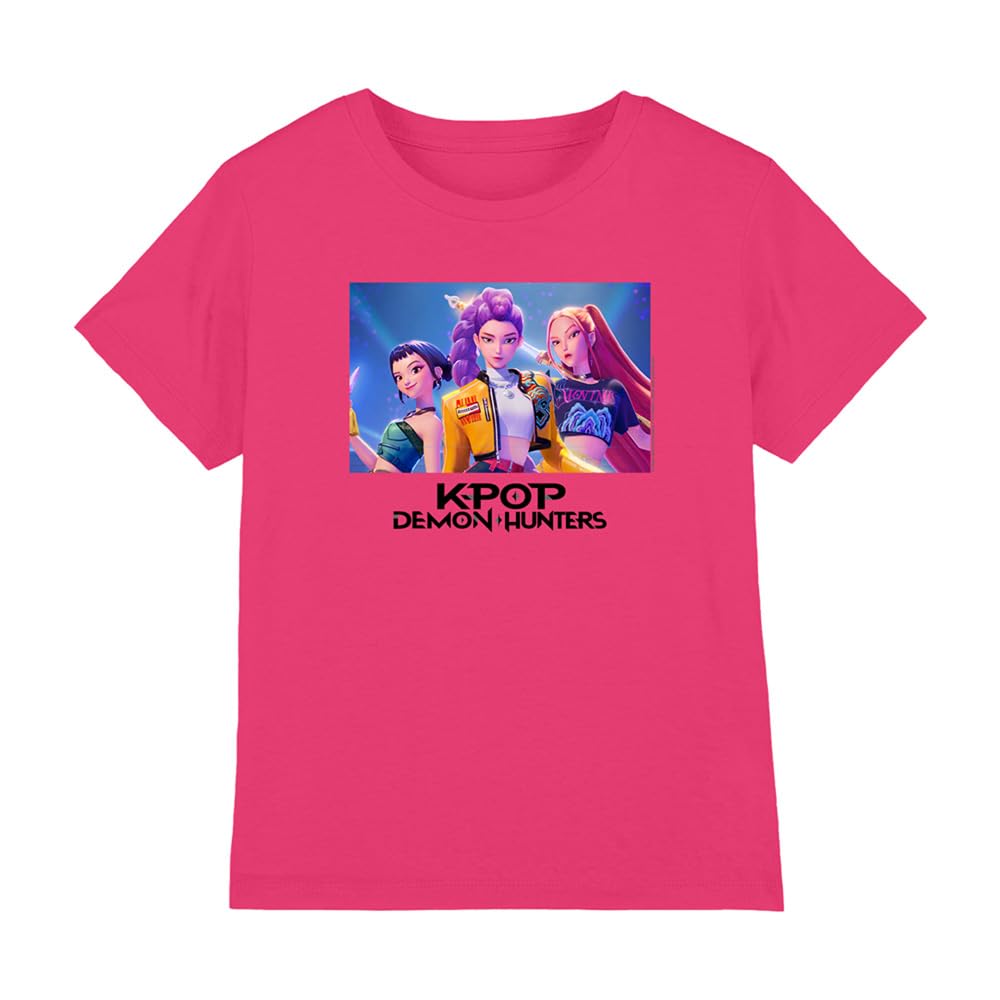 Kpop Demon Hunters Unisex Kids K-pop Demon Hunters - Heroic Huntrix Huntr/X Kids T Shirt, White T-Shirt (Pack of 1)