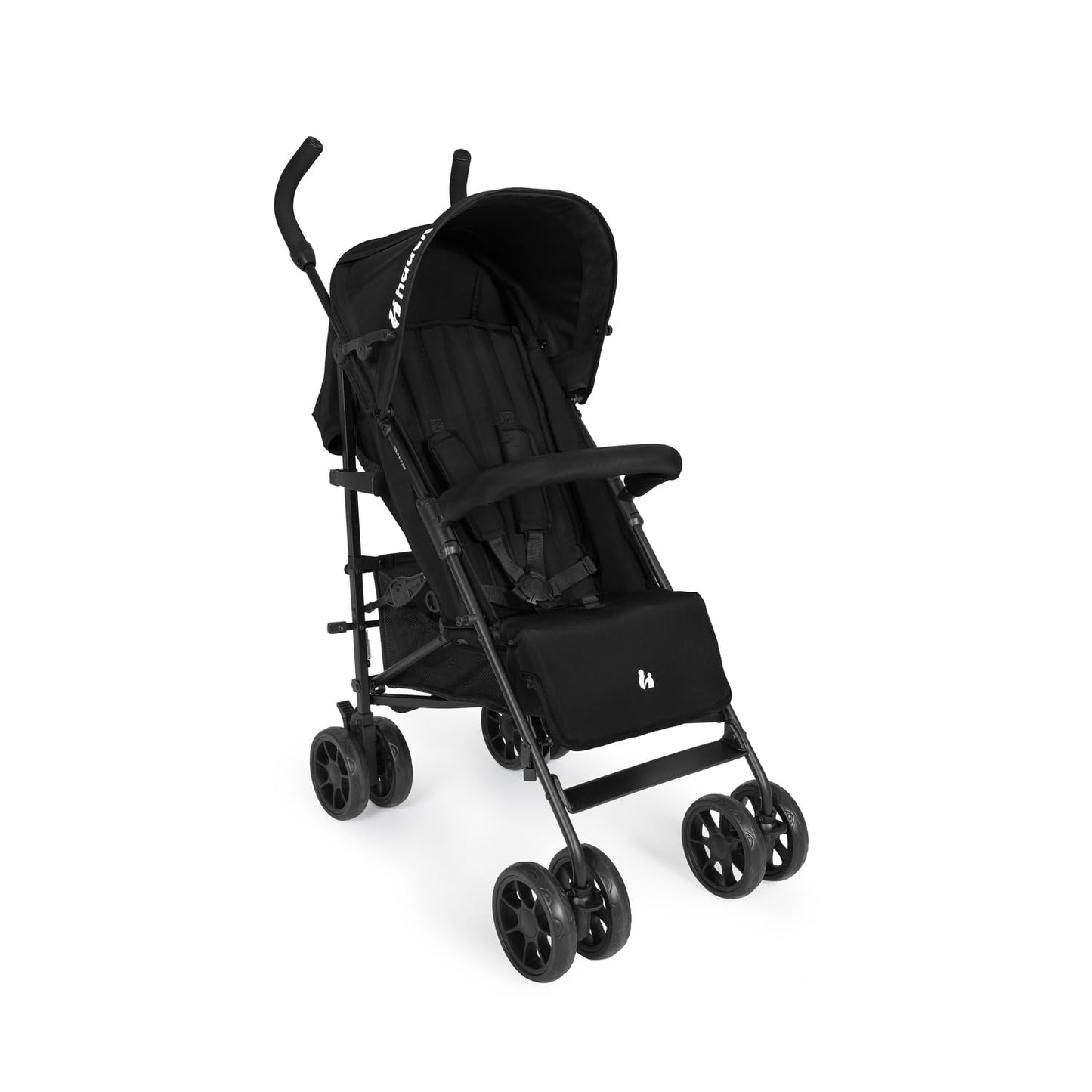 Hauck Fold N Care, Black - Lightweight Umbrella Pushchair with Raincover from 6 Months to 22 kg, Lie Flat, Compact Fold, Sun Canopy UPF 50+, EVA Wheels, Large Basket, Travel Stroller