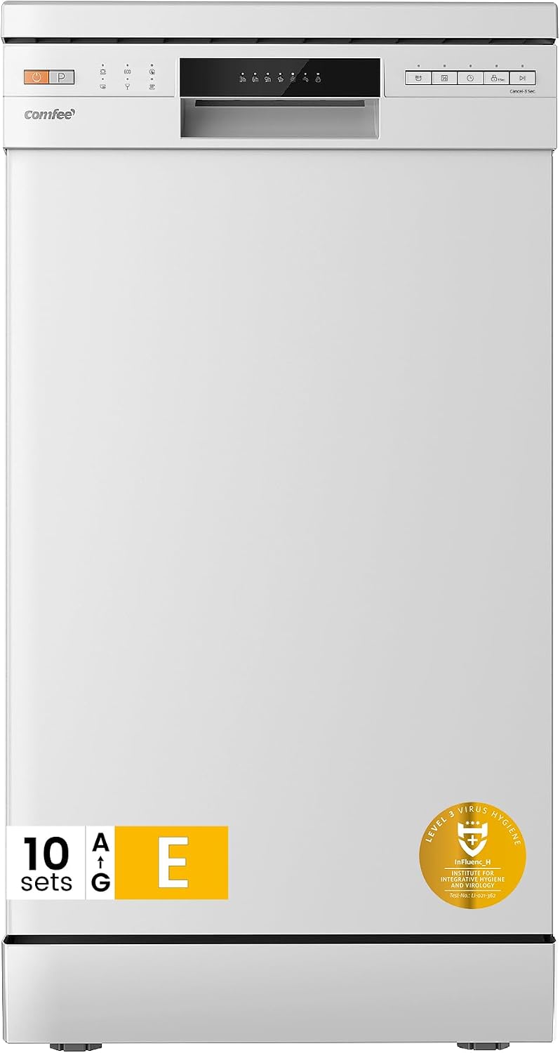 COMFEE' Slimline Dishwasher, 45cm, 10 Place Settings, White