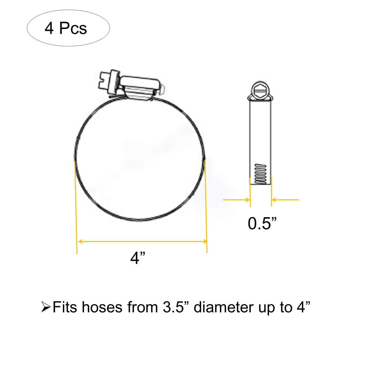 8Pcs 118-140mm Hose Clips Adjustable 304 Stainless Steel Duct Clamps
