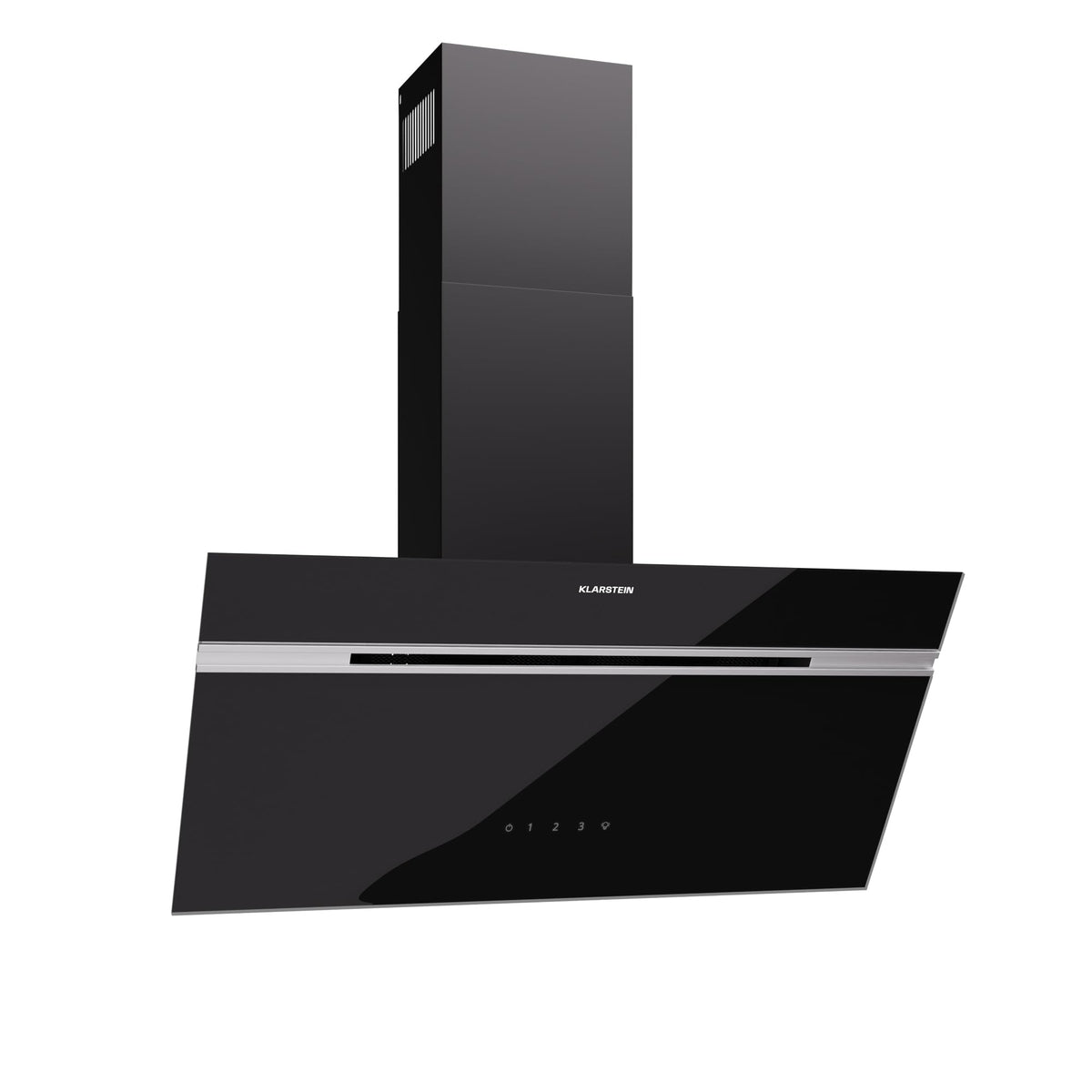 Klarstein Alina 90 Angled Cooker Hood - 615m³/h Air Flow, Touch Panel, LED Backlighting, Quiet 63dB, Energy Class A, 90cm Extractor Hood, Black