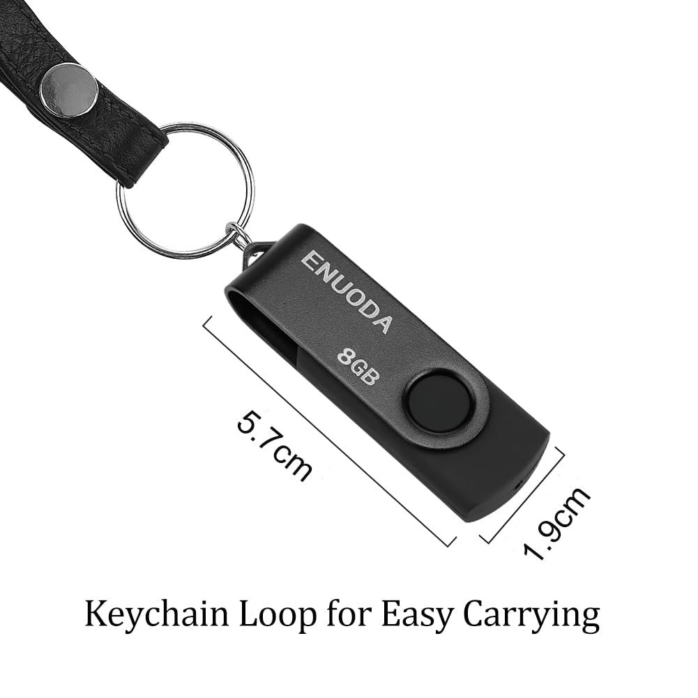 ENUODA Memory Stick 128GB USB 2.0 Flash Drives Swivel Design Storage Thumb Drive Pen Drive (Black)