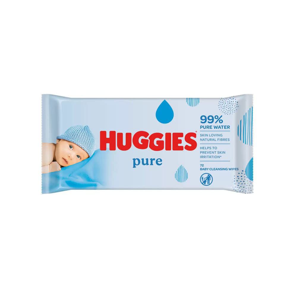 Huggies Pure Plastic Free Baby Wipes - Pack of 12 (576 Wipes) – 99% Water Wet Wipes, Fragrance Free, Hypoallergenic, Better Cleaning, Soft and Gentle on Babies' Delicate Skin