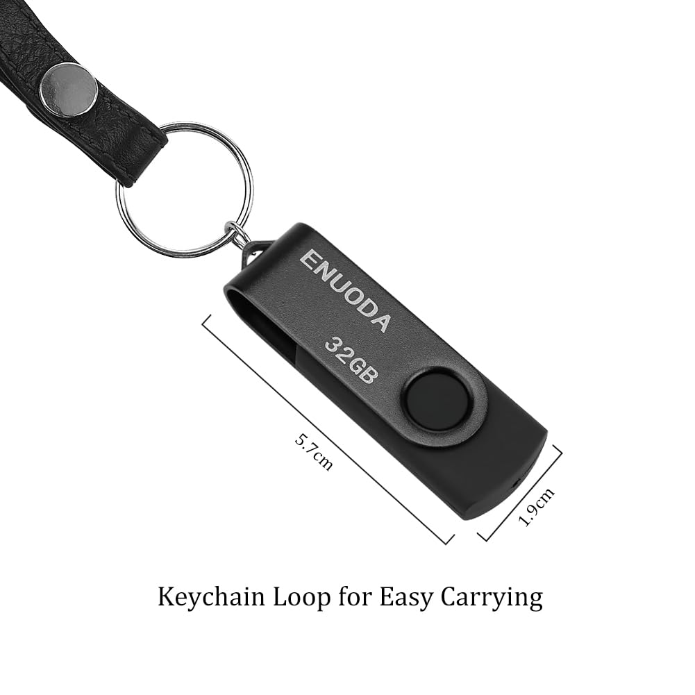 ENUODA Memory Stick 128GB USB 2.0 Flash Drives Swivel Design Storage Thumb Drive Pen Drive (Black)