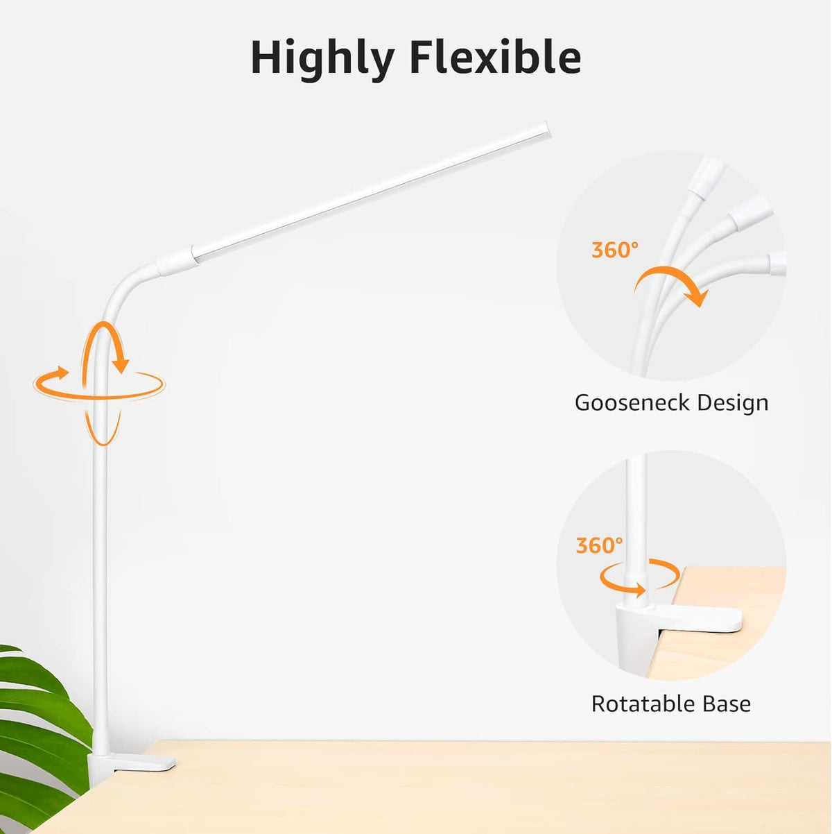 Lepro Desk Lamp Clamp, 460lm Eye-Caring Clip on LED Desk Light