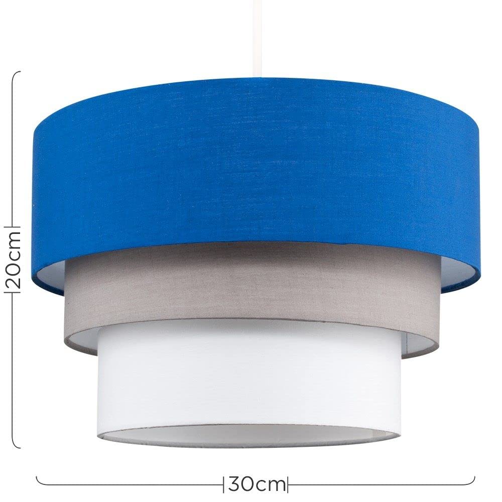 MiniSun | Round Modern 3 Tier Fabric Ceiling Pendant Light Shade in Black | Pendant Lights, Home Décor & Improvement Essential | 30cm Shade Width