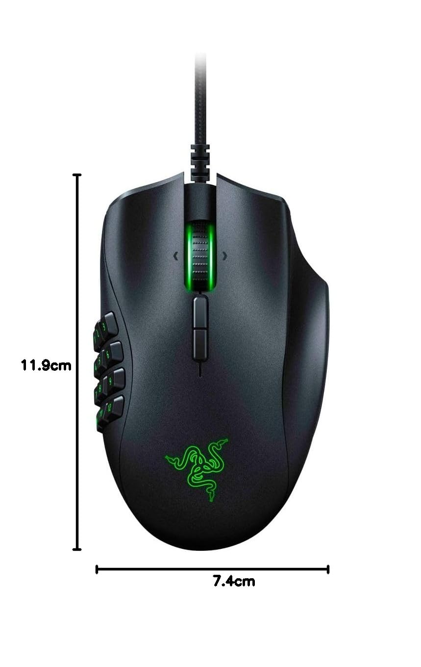 Razer Naga X - Ergonomic MMO Gaming Mouse with 16 Programmable Buttons (2nd Gen Optical Mouse Switches, Advanced 5G Optical Sensor, 85g Ergonomic Design, RGB Chroma, Speedflex Cable) Black