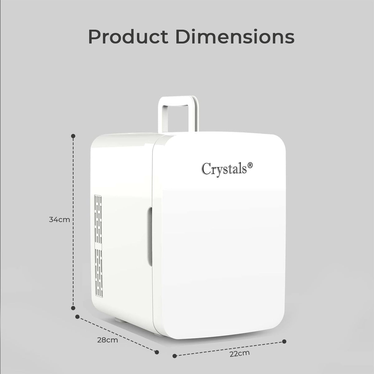 Crystals 4/10/15L Litre Mini Fridge, Table Top Small Fridge Cooler & Warmer for Car Bedrooms Desk Office, 12V DC - 220 AC, Mini Fridge for Bedrooms – Energy Efficient (Black, 4L Litre)