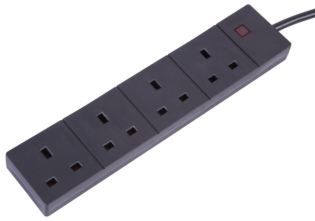 Pro Elec 3 m 4 Socket Neon On Light Extension Lead - White