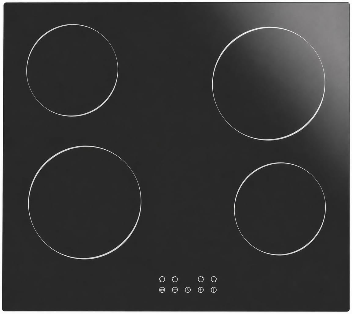 Built-in Ceramic Hob 4 Burners, STARCHARTS Electric Hob, 4 Zones Cooktops with Total Power 6000W, Timer, Child Lock, Black Glass