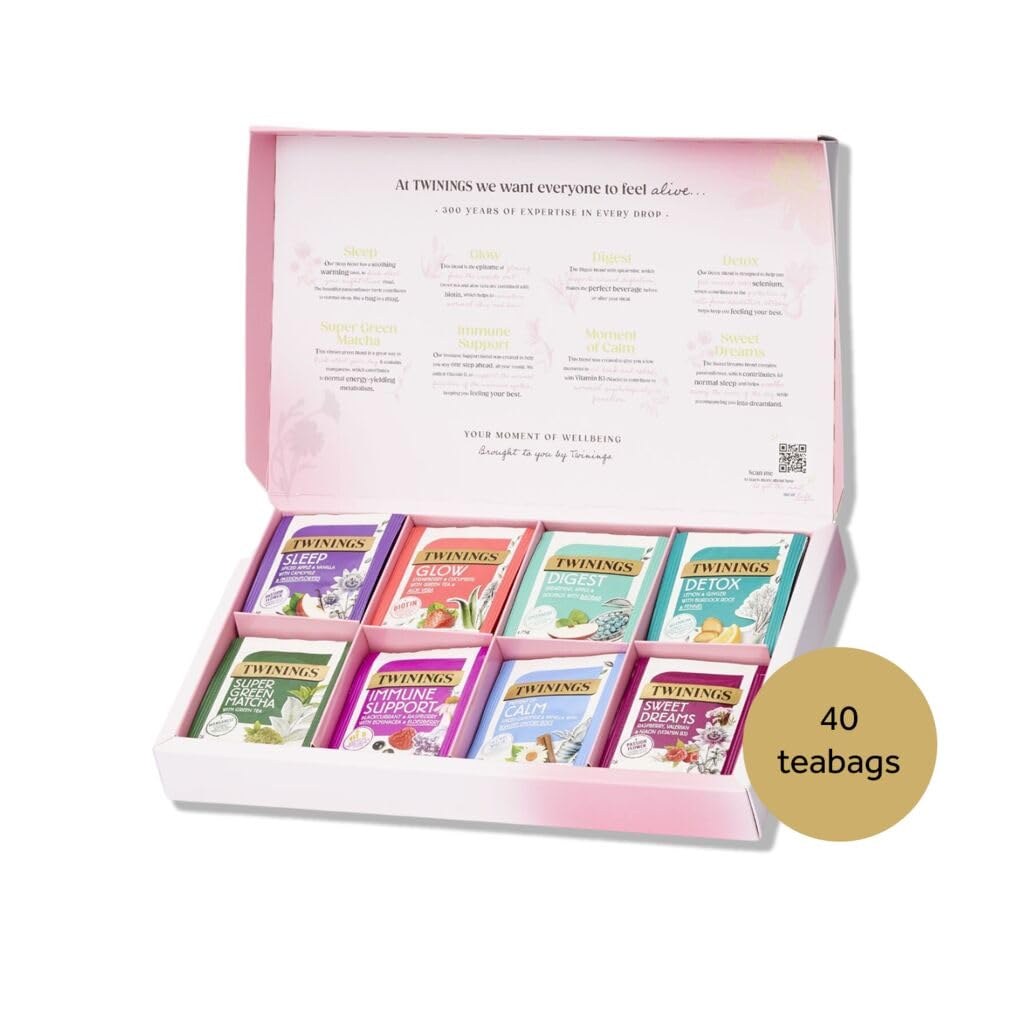 Twinings Thankyou Superblends Collection Gift Box | 40 Tea Bags | 8 Premium Green & Herbal Infusions | Gift Ideas for Women & Men