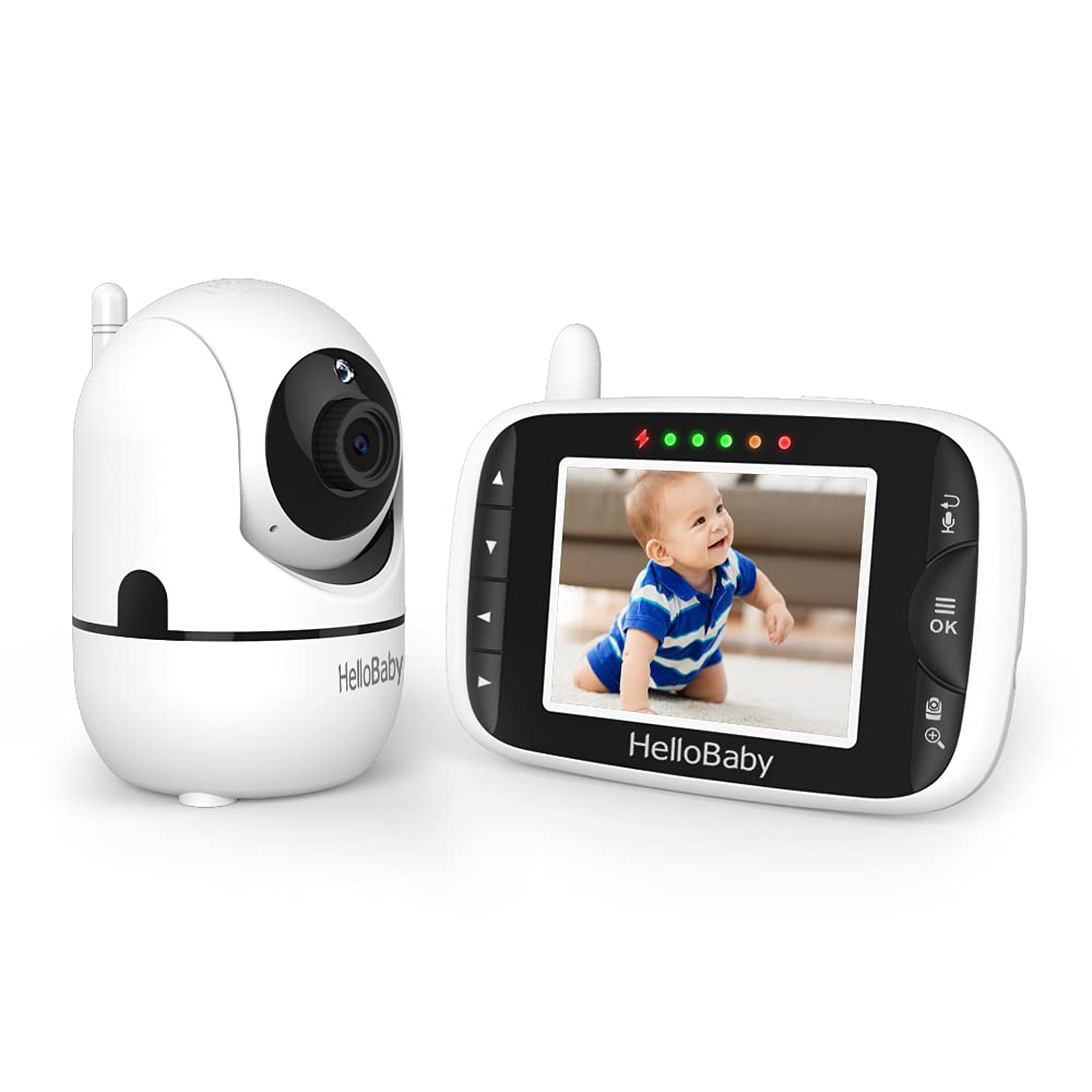HelloBaby Baby Monitor,29-Hour Battery Life,Upgrade Baby Monitor with Camera and Night Vision,No Wifi,355°/120° Remote Pan Tilt Camera 2x Zoom, ECO Mode,2-way talk,Up to 1000ft,Temperature