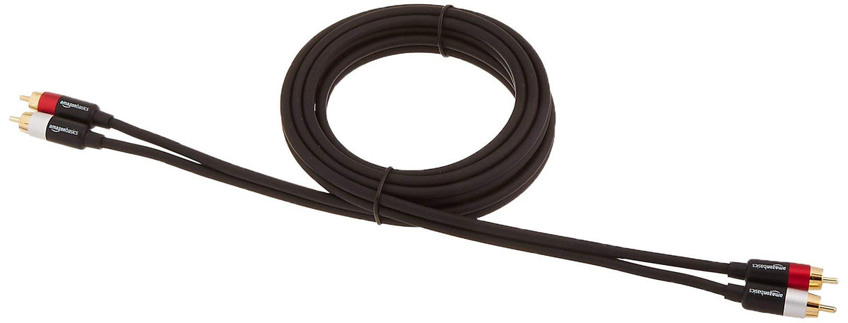 Amazon Basics 2 RCA Audio Cable for Amplifier,Active Speakers or Subwoofer with Gold-Plated Plugs, 4.6 m, Black