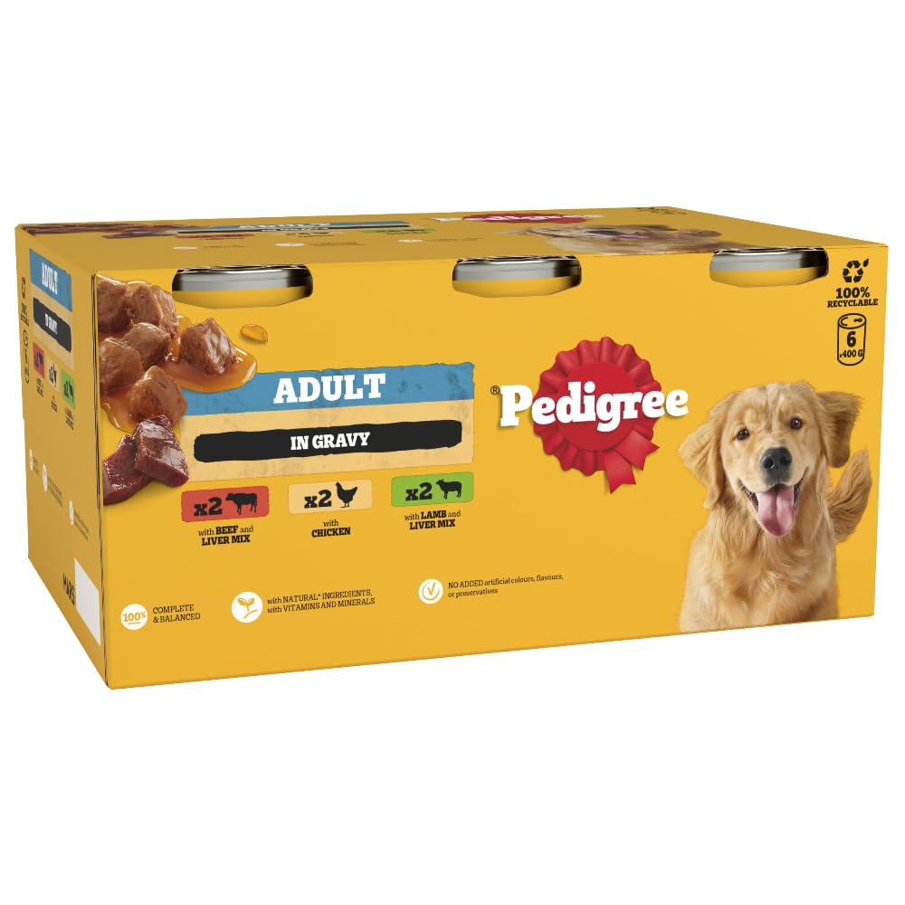 Pedigree Adult Dog Wet Food Can, Mixed Selection Gravy, 12x400g