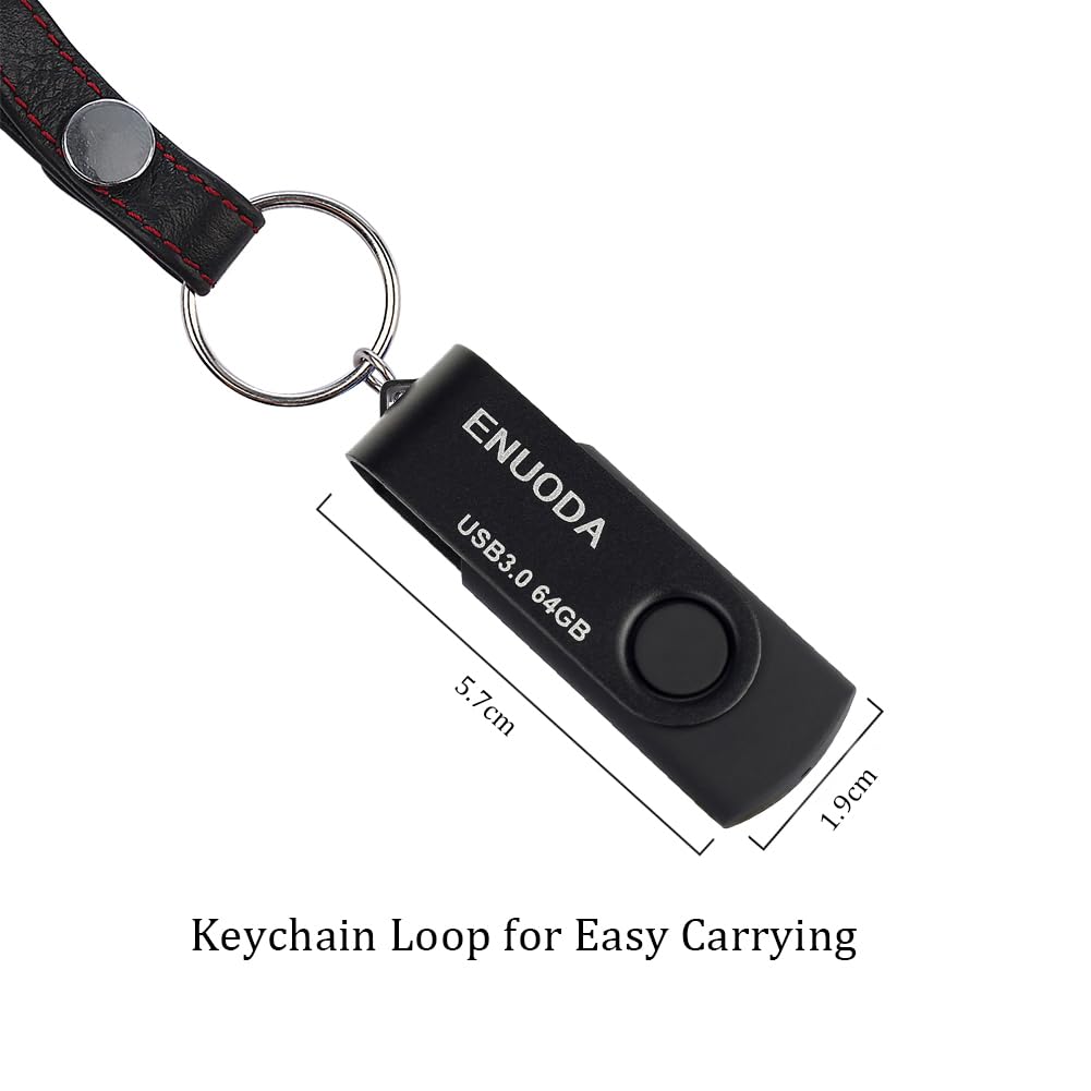 ENUODA Memory Stick 128GB USB 2.0 Flash Drives Swivel Design Storage Thumb Drive Pen Drive (Black)
