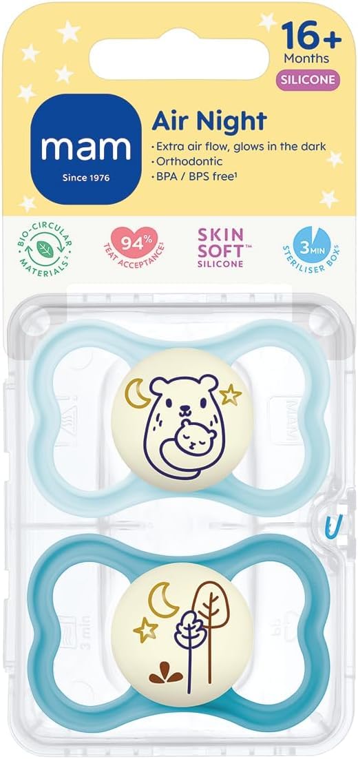 MAM Perfect Dummies, 18-36M, 2 Pack, Orthodontic Design, Pink/Purple