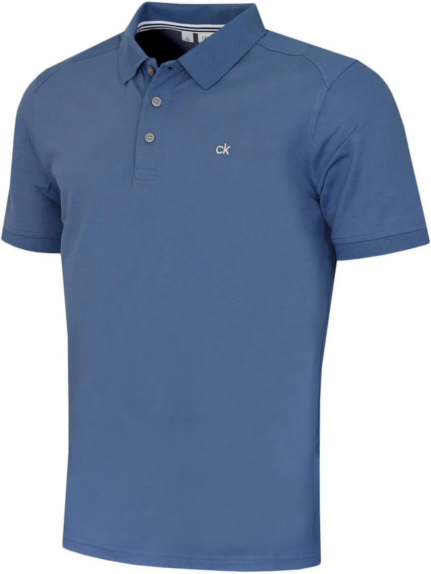 Calvin Klein Mens 2026 Campus 3 Button Ribbed Collar Golf Polo Shirt