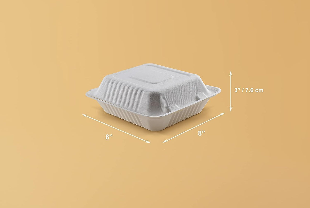 FOOGO Green 50pcs Clamshell Takeaway Boxes, 9x6 inch, 30oz / 900ml