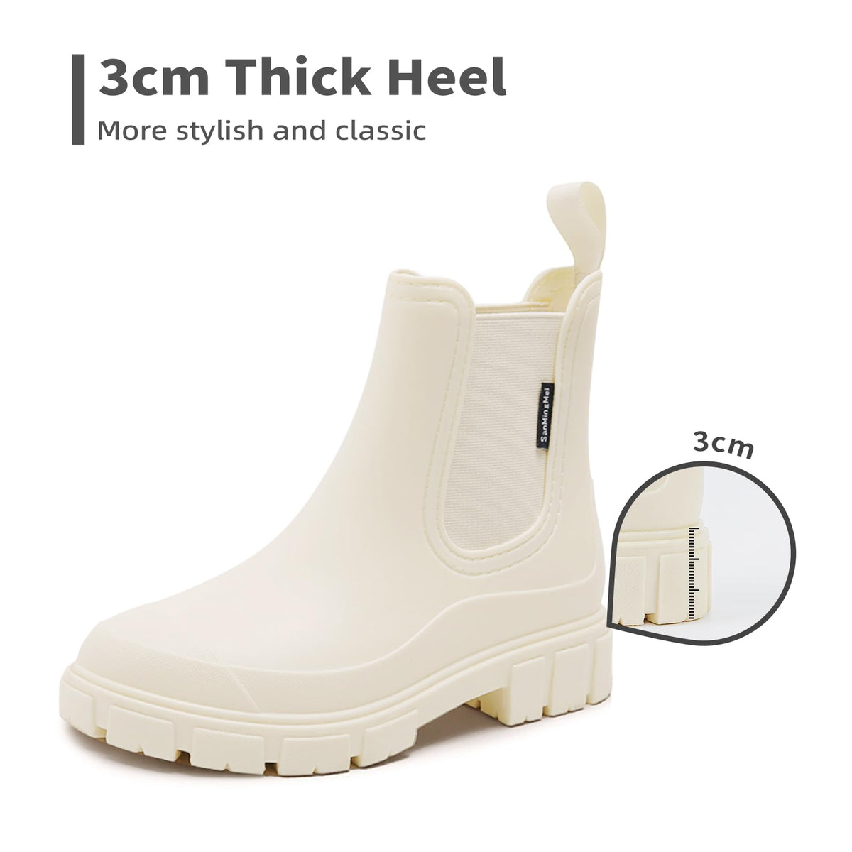 DRECAGE Wellies Boots Women Waterproof Short Chelsea Fashion Ladies Comfortable Rain Boots Outdoors Garden Walking