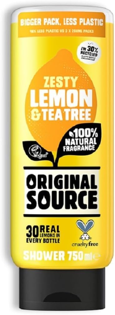 Original Source Mint & Tea Tree Shower Gel, 100 Percent Natural Fragrance, Vegan, Cruelty Free, Paraben Free, Large Bottle, 750 ml