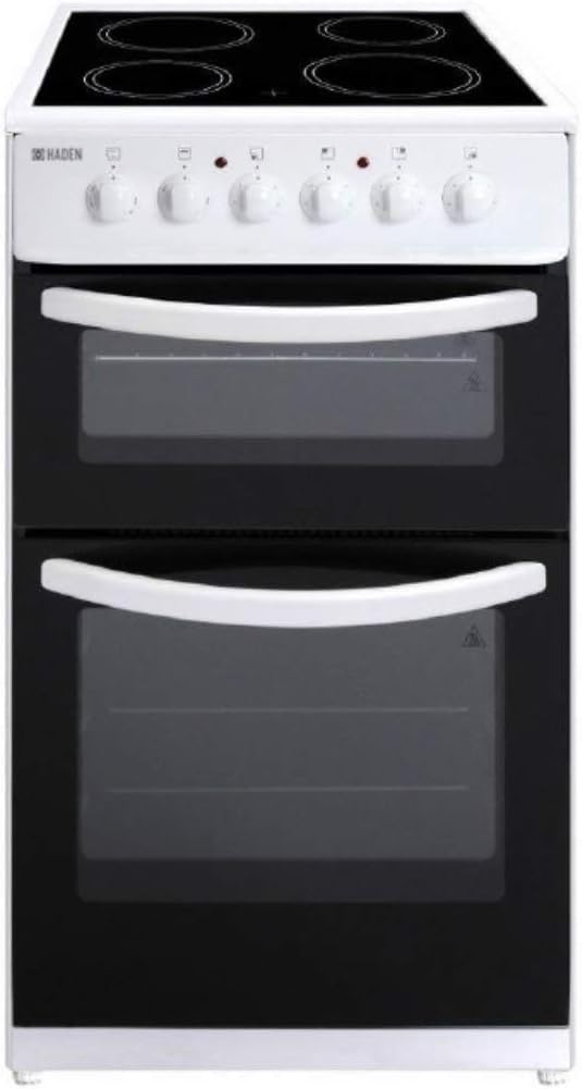 Haden Double Oven 50cm Electric Cooker 4 Zone Ceramic Hob White