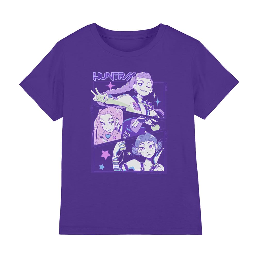 Kpop Demon Hunters Unisex Kids K-pop Demon Hunters - Anime Huntrix Huntr/X Kids T Shirt, Black T-Shirt (Pack of 1)