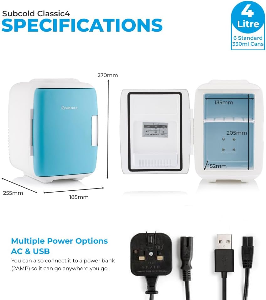 Subcold Classic4 Mini Fridge | 4L | Cooler & Warmer | AC & USB